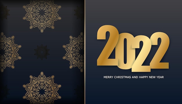 Brochure 2022 buon natale e felice anno nuovo nero con motivo oro di lusso