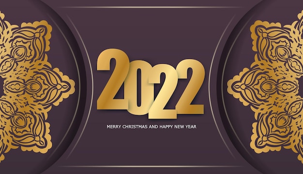 2022 brochure vrolijk kerstfeest bordeaux met winter gouden ornament