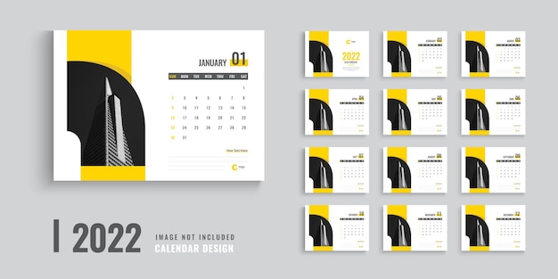 Дизайн шаблона календаря 2022 года или креативный дизайн настольного календаря на 2022 год