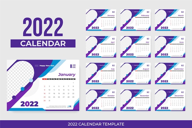 Vettore modello di calendario 2022