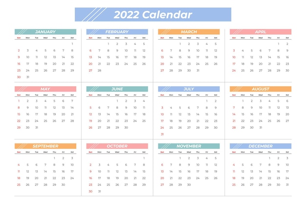 Modello di calendario 2022