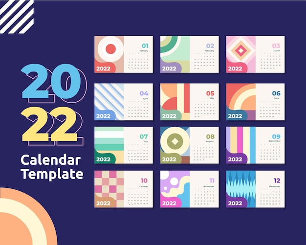 Vettore modello di disegno vettoriale del calendario 2022