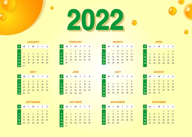 2022年のカレンダーデザイン