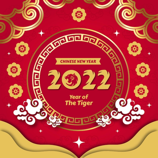 Vector 2022 chinese new year social media post template