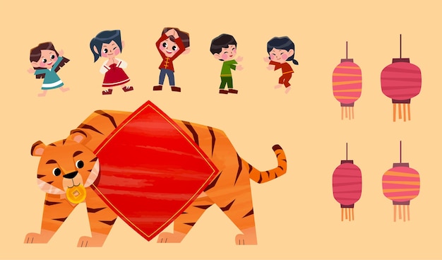 Vector 2022 chinese year of tiger element