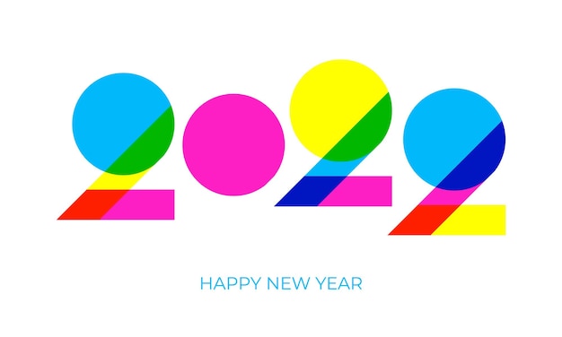 2022 colorful trendy banner with geometric numbers