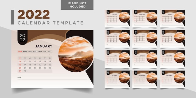 Modello di progettazione del calendario da tavolo 2022