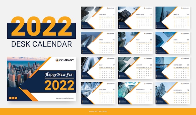 Modello di progettazione del calendario da tavolo 2022