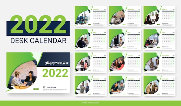 2022 desk calendar design template