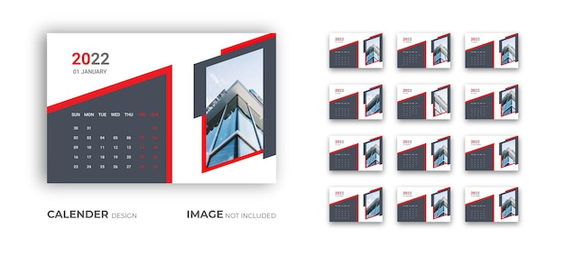Modello di progettazione del calendario da tavolo 2022