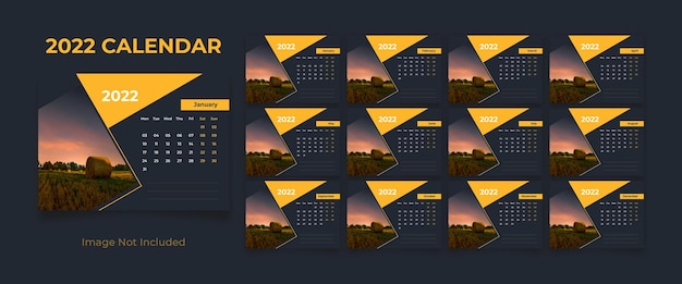 Vector 2022 desk calendar print template