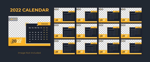 Vector 2022 desk calendar print template