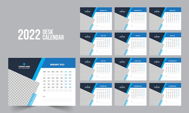 2022 desk calendar template