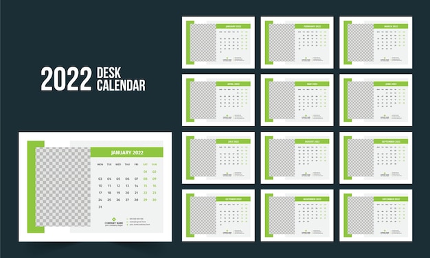 2022 desk calendar template