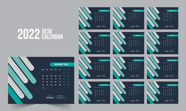 Vector 2022 desk calendar template