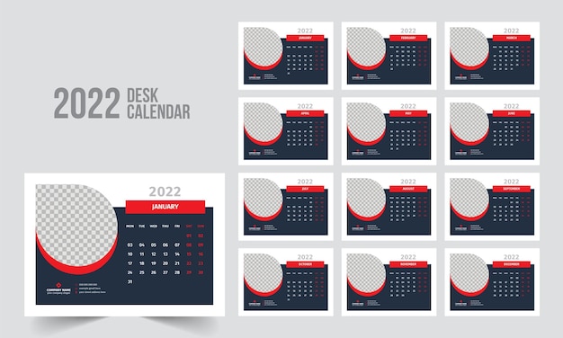 2022 desk calendar template