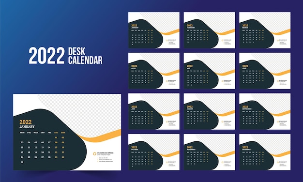 Vector 2022 desk calendar template