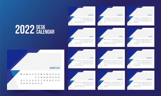 2022 desk calendar template