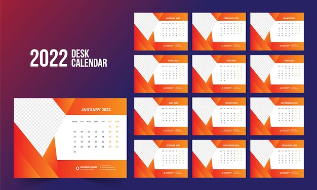 2022 desk calendar template