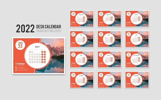 Vector 2022 desk calendar template