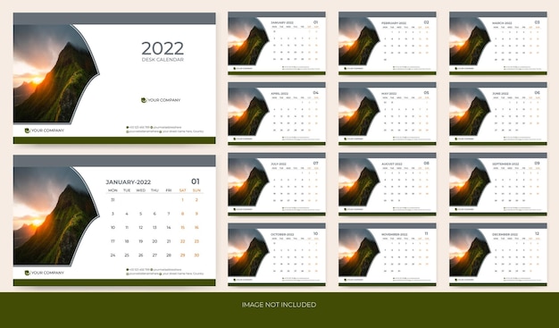 Vector 2022 desk calendar with creative and dynamic premium vector template desk and wall calendar