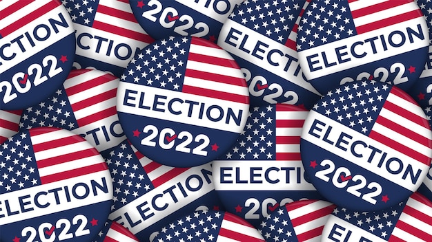 2022 Election campaign buttons with the USA flag  vector Illustration