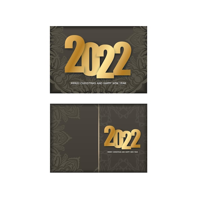 2022 праздничная открытка с новым годом коричневого цвета роскошный светлый узор