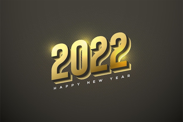2022 gelukkig nieuwjaar met cursief gouden cijfers