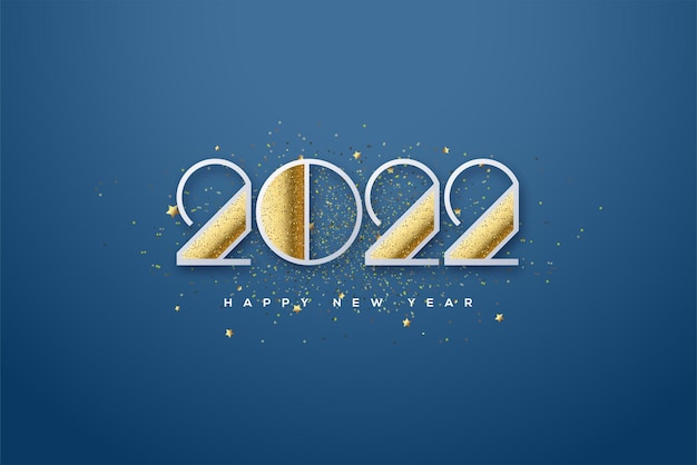 2022 gelukkig nieuwjaar met glitters op nummerdelen