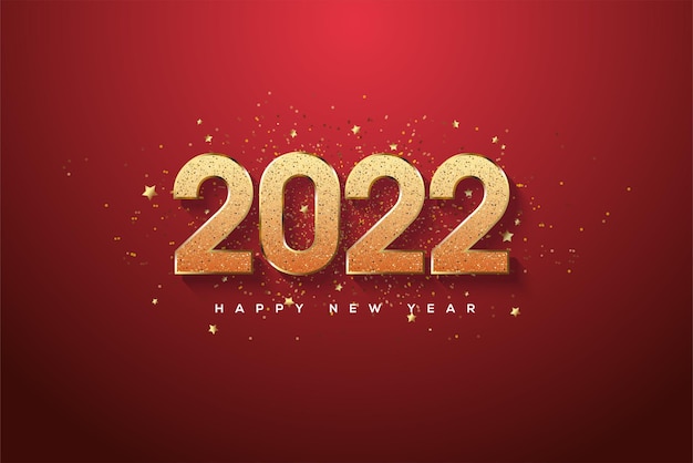 2022 gelukkig nieuwjaar met gouden glitter in cijfers
