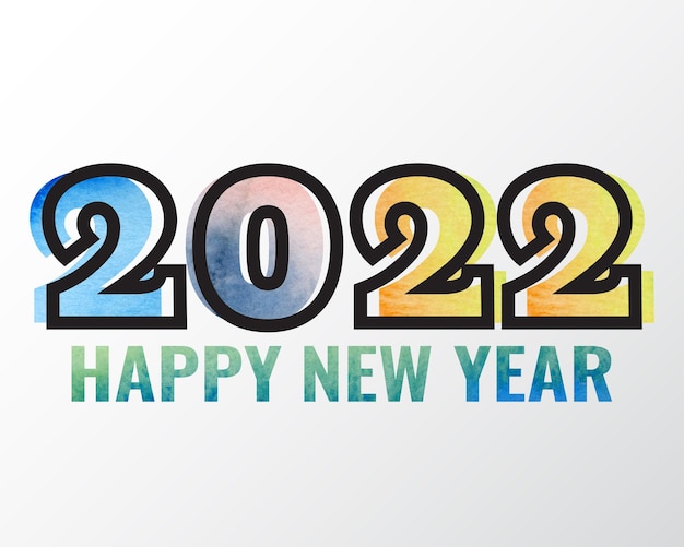 Vector 2022 gelukkig nieuwjaar. nummers aquarel stijl. vector lineaire getallen. ontwerp van wenskaarten. vectorillustratie.