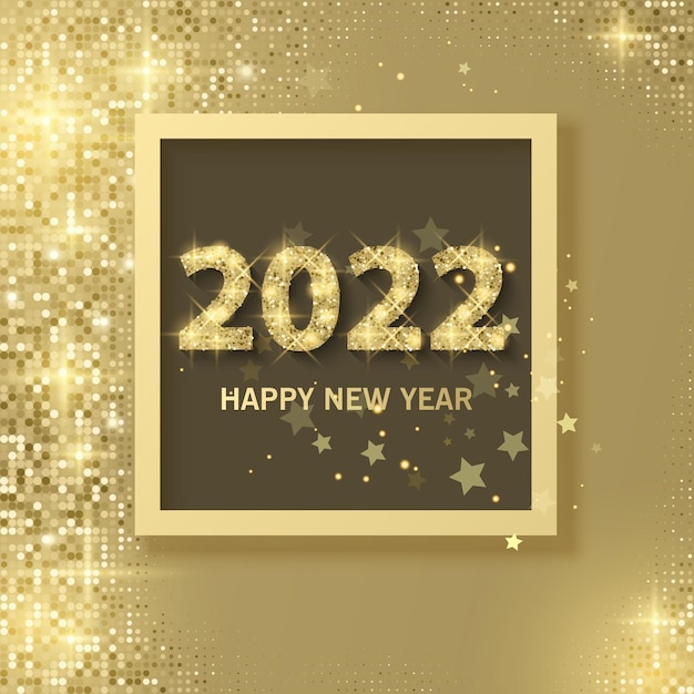 2022 gelukkig nieuwjaarsbanner nieuwjaar 2022 met glanzende en glittertextuur