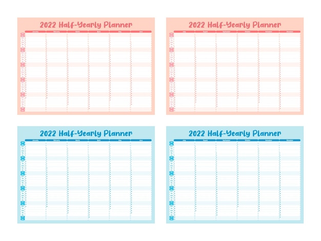 2022 HalfYearly Planner Soft Pastel