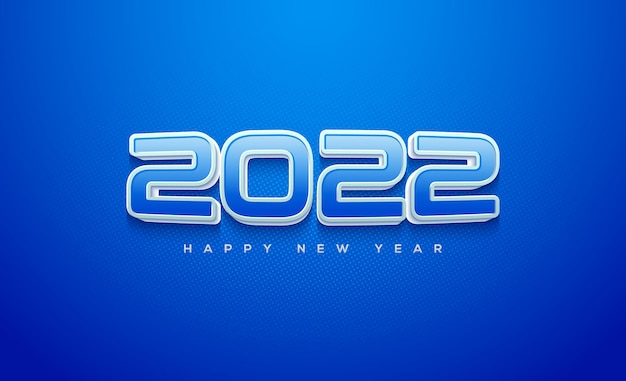 2022 happy new year 3d in blue