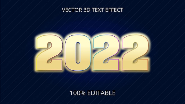 2022  happy new year 3d text effect gold color