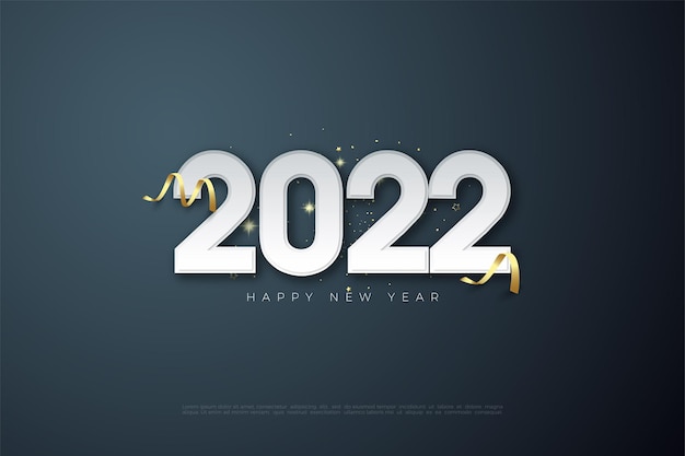 2022 happy new year 3d in white on black background