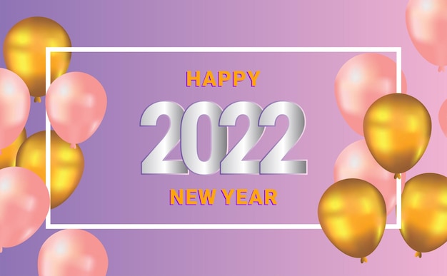 2022 happy new year background with balloons template