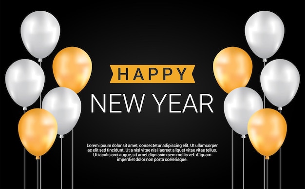 2022 happy new year background with balloons template