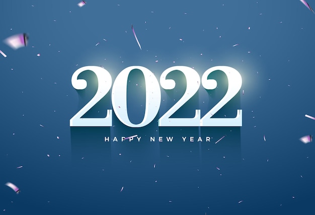 2022 happy new year background with glowing white numbers