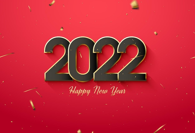 2022 happy new year background with gold border