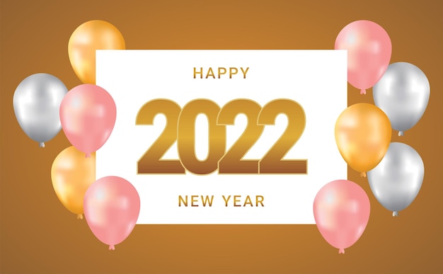 2022 happy new year background with golden template