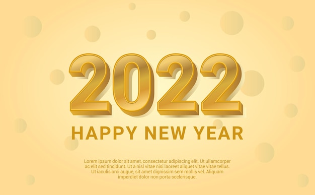 Sfondo di felice anno nuovo 2022 con modello dorato