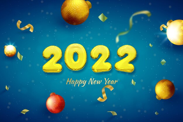 2022 happy new year blue background