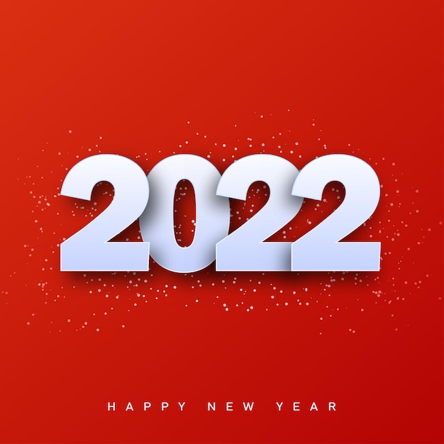 빨간색 배경에 3d 흰색 텍스트가 있는 2022년 새해 복 많이 받으세요. 벡터.