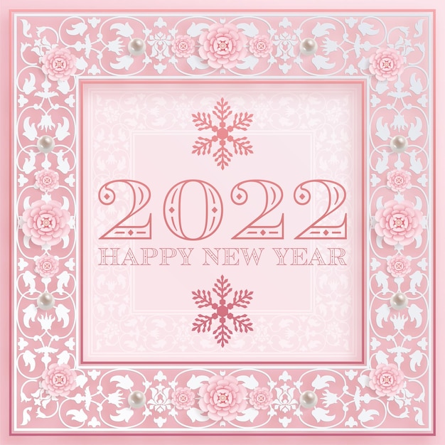 2022 Happy new year christmas design template. logo Design for greeting cards or for branding, banner, cover, card Happy new year 2022 with paper cut art and craft style on paper color background.