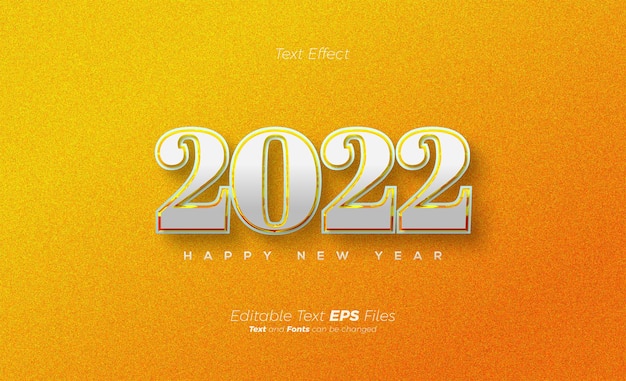 2022 happy new year classic in white on a yellow background