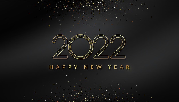 Decorazione di felice anno nuovo 2022 su sfondo scuro