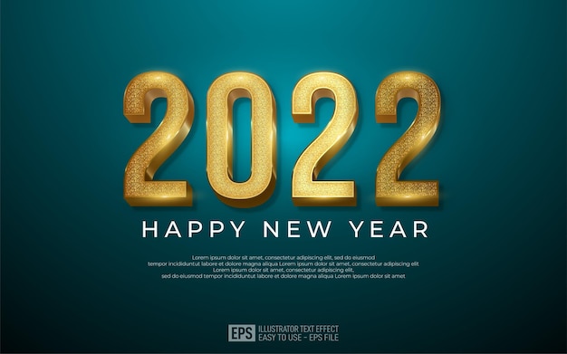 2022 happy new year design in luxury gold number