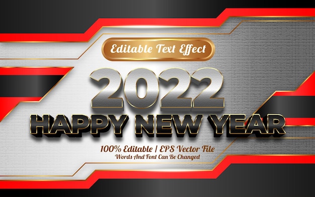 Редактируемый текстовый эффект с новым годом 2022 года