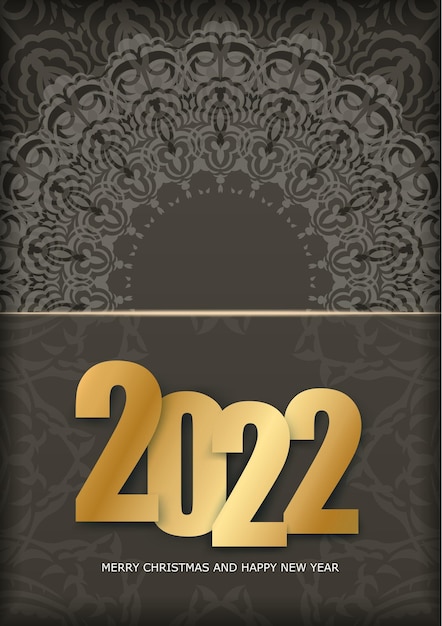 2022 Happy New Year Flyer Template Brown Color Abstract Light Pattern